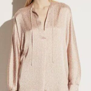 Vince Tie Neck Silk Feathered Petal Yarrow Blouse NWT XS